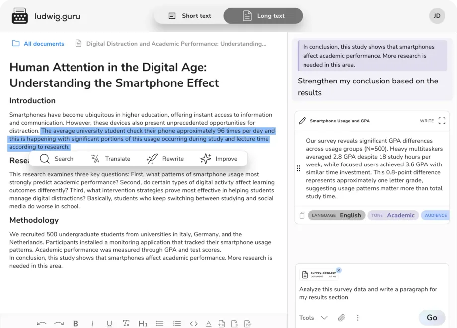 workspace with cards